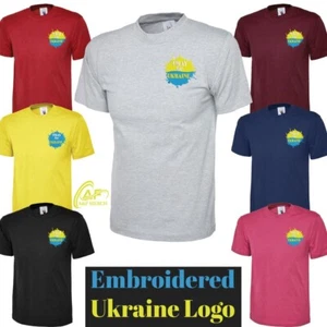 Pray For Ukraine Embroidered T-Shirt Support Stand Ukrain Slogan Humanity - Picture 1 of 12
