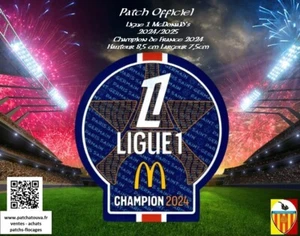 Badge Patch France 2024/25 Ligue 1 McDonald's Officiel PSG champion de France 24 - Picture 1 of 5