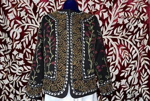 Uzbek Vintage JACKET, CHAPAN Handmade Embroidery Suzani Coat, Robe, Kimono - Picture 1 of 5