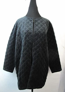 Joan Vass gesteppte schwarze Topper Jacke Damengröße 2X (Größe 18-20W) Velours neu mit Etikett - Bild 1 von 8
