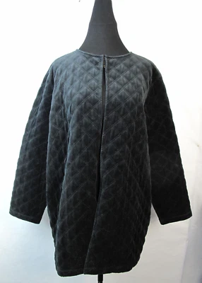 Chaqueta Topper Joan Vass Acolchada Negra Para Mujer Talla 2X (Talla 18-20W) Terciopelo Nueva Con Etiquetas Foto 1 de 4