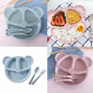 Baby Toddler Feeding Bowl Spoon Fork Cute Cartoon Kids Plate Dish Tableware Set. - Picture 1 of 11