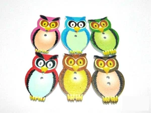 10 Holzknöpfe Eule Mix Knöpfe aus Holz Knopf  Scrapbooking Handarbeit Basteln - Bild 1 von 1