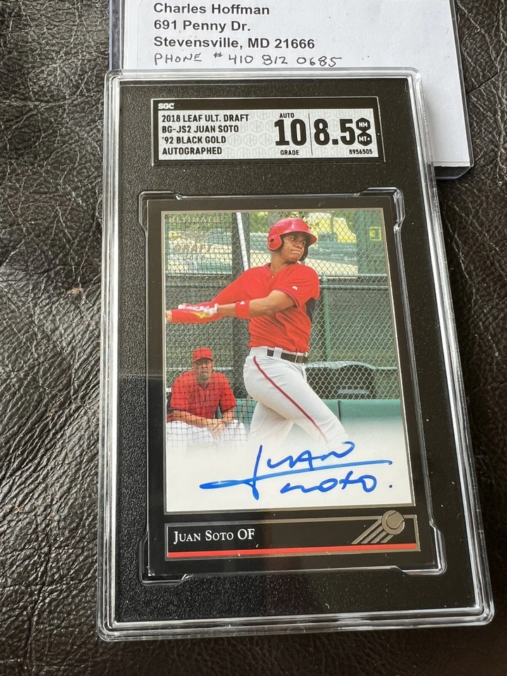 2018 Leaf Ultimate Draft Juan Soto Black Gold Autographed SGC 10/8 - Image 1 of 2