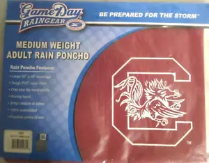 Poncho de lluvia Game Day nuevo South Carolina Gamecocks adulto - Imagen 1 de 2