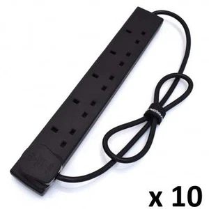 6-Gang Verlängerung Schleppkabel schwarz Multistecker Stromkabel 1/2/3/5 m - Großpackung - Bild 1 von 13