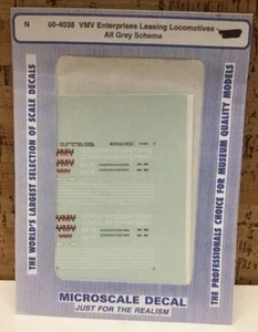 Microscale 60-4038 VMV Enterprises Leasing Locomotives All Grey Scheme Decal - Picture 1 of 1