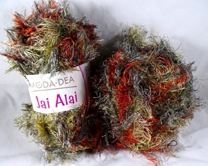 Moda Dea Yarn Jai Alai Raffia Eyelash Fringe Knitting Crochet Craft Lot of 2 - Picture 1 of 6