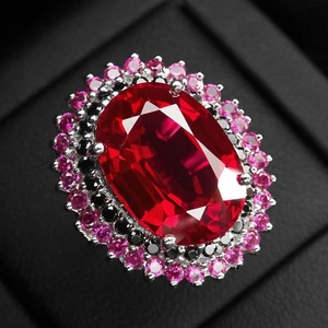 Favolosi anelli placcati in argento sterling 925 18,10 ct con spinello... - Foto 1 di 8