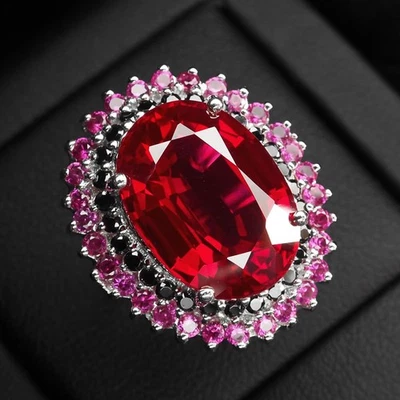 Favolosi anelli placcati in argento sterling 925 18,10 ct con spinello... - Immagine 1 di 4