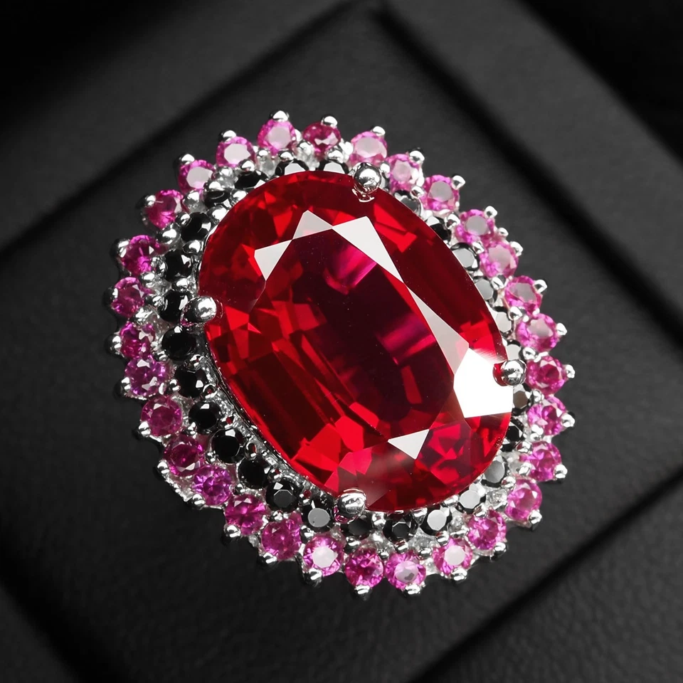 Favolosi anelli placcati in argento sterling 925 18,10 ct con spinello... - Immagine 1 di 4