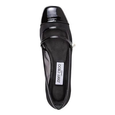 Jimmy Choo Elisa Women's Ballet Flats Patent and Mesh Black Size 38 (MSRP $795) - Image 1 of 4