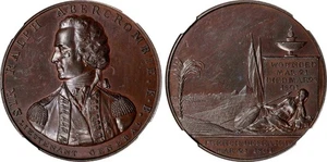 ÄGYPTEN G. BRITAIN , R. AMBERCROMBY ALEX. KAMPFMEDAILLE 1801 - NGC MS 62 BRANDNEU, SELTEN - Bild 1 von 3