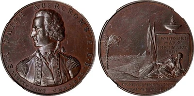 EGYPT G. BRITAIN , R. AMBERCROMBY ALEX. BATTLE MEDAL 1801 - NGC MS 62 BN , RAREF - Image 1 of 3