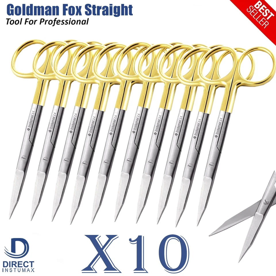 Tijeras quirúrgicas Goldman Fox curvas TC 13 cm carburo de tungsteno tejido sutura corte Foto 1 de 1