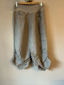 Precioso pantalón corto de lino marrón hecho en Italia - talla única - Imagen 1 de 4