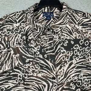 Westbound Woman Top Plus 2X Brown Safari Wrinkle Free Roll Tab Long Sleeve FLAW - Picture 1 of 12