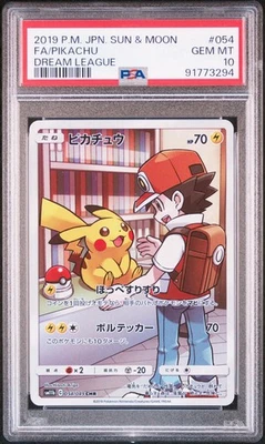 2019 Pokemon Pikachu Ash Japan Sun & Moon Dream League PSA 10 #054 - Image 1 of 2