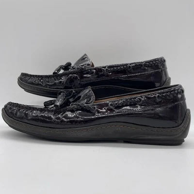 Donald Pliner Womens 10 Shoes Ezara Loafer Eggplant Patent Leather Made In Italy - Image 1 of 4