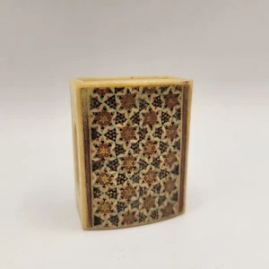 Vintage Persian Khatam marquetry inlaid camel bone mini matchbox cover GORGEOUS - Picture 1 of 7
