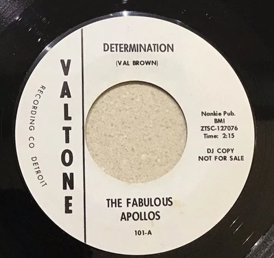 Northern Soul 45 The Fabulous Apollos “Determination” Valtone #101 Detroit Promo Foto 1 de 2
