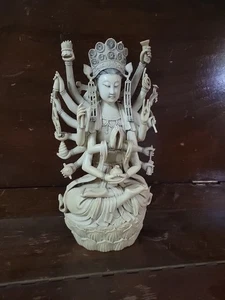 18 Arm Göttin Statue Buddhismus Tibetischer weißer Knochen? - Bild 1 von 24