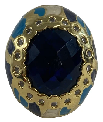 Anillo de cóctel Lauren G Adams Cool Ice base de latón macizo chapado en oro de 18 quilates 6,25 Foto 1 de 4