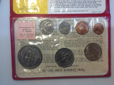 Juego de 7 monedas decimales BU Mint Nueva Zelanda 1972 1 2 5 10 20 50 centavos, 1 dólar MS12 Foto 1 de 4