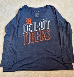 Nike MLB Detroit Tigers Women’s XL Long Sleeve Tee Blue Orange The Nike Tee - Picture 1 of 4