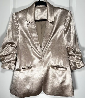 Express Rose Gold Metallic Satin Blazer • Women’s Size M (8–10) - Image 1 of 4