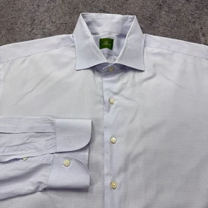Sid Mashburn Dress Shirt Men XL Blue White Check Long Sleeve Button Up 50" x 36" - Picture 1 of 14