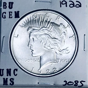 1922 P BU GEM PEACE SILVER DOLLAR UNC MS+++ U.S. MINT RARE COIN 3085 - Foto 1 di 3