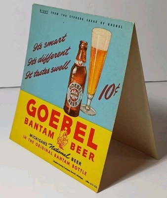 1940s Beer Sign Old Vintage Goebel Bantam Beer Advertising Sign Detroit Michigan - Image 1 of 4
