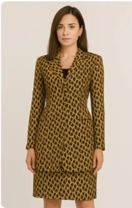 Tuta Cache' Luxe vintage stampa leopardata cappotto lungo gonna foderata donna taglia M - Foto 1 di 11
