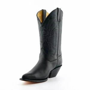 Botas Grinders Buffalo Negras Hombres Damas Vaquero Occidentales de Cuero con Puntas sin Cordones - Imagen 1 de 6