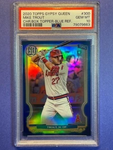 2020 TOPPS GYPSY QUEEN CHROME BOX TOPPER BLUE REFRACTOR MIKE TROUT /99 PSA 10 - Picture 1 of 2