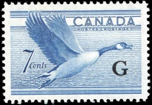 Canada Stamp - O - Official #O31 - Canada Goose (b) (1951) 7¢ Overprinted G (MH) - Picture 1 of 1