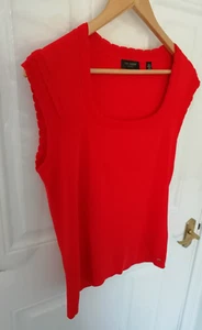Ted Baker Size 12 (3) Orange / Tomato Red Super Stretchy Tank Top Scalloped Edge - Picture 1 of 10