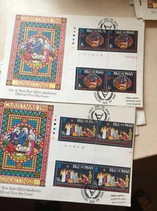Isle Of Man FDC First Day Cover Christmas 1981 2 Covers 4 Se-tenant See Photos - Picture 1 of 3