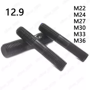 Black 12.9 Steel Double End Studs Rods Clamping Type M22 M24 M27 M30 M33 M36 - Picture 1 of 5