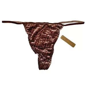 NWT Skims Velvet Logo T-String Thong Chestnut Women’s XL - Picture 1 of 7