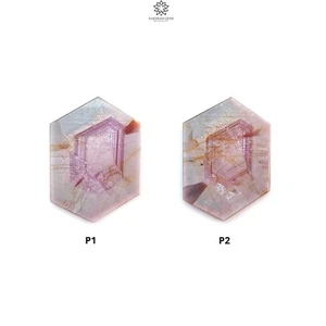 Piedra preciosa hexagonal de zafiro rosa brillo romero natural rebanada plana 1 pieza para joyería - Imagen 1 de 11