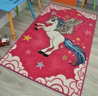 Kids Unicorn Playmat Carpet Pink Children Girls Non Slip Rubber Back  • 14.95£