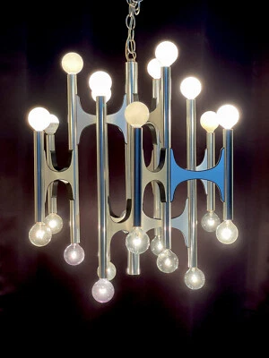 Lightolier Chandelier Gaetano Sciolari Scultura  Mid Century Modern 24 Light - Image 1 of 4