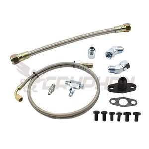 Universal Braided Turbo Oil Feed Return Drain Line Kit BorgWarner S200 S300 S400 - Foto 1 di 7