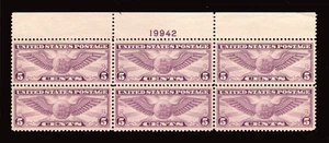 MOMEN: US STAMPS #C12 PLATE BLOCK OF 6 MINT OG NH XF CHOICE LOT #91391 - Picture 1 of 2