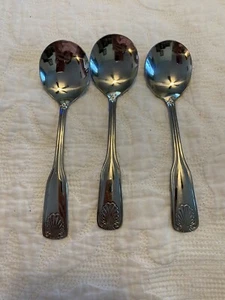 The Cellar Stainless Steel Fiddle Shell Design Soup Spoon Set Of 3. - Picture 1 of 5