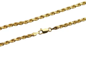 14K Yellow Gold 1.5mm-4mm Italian Rope Chain Pendant Necklace Mens Women Hollow - Picture 1 of 10