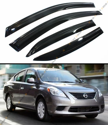 JDM ESTILO ONDULADO VENTANA AHUMADA VISERA VENTILACIÓN PANTALLA PARA NISSAN VERSA 2012-2019 SEDÁN Foto 1 de 4