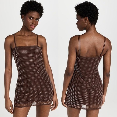 Abito nuovo con etichette Alexander Wang Hotfix in seta con perline trasparenti 2 $995